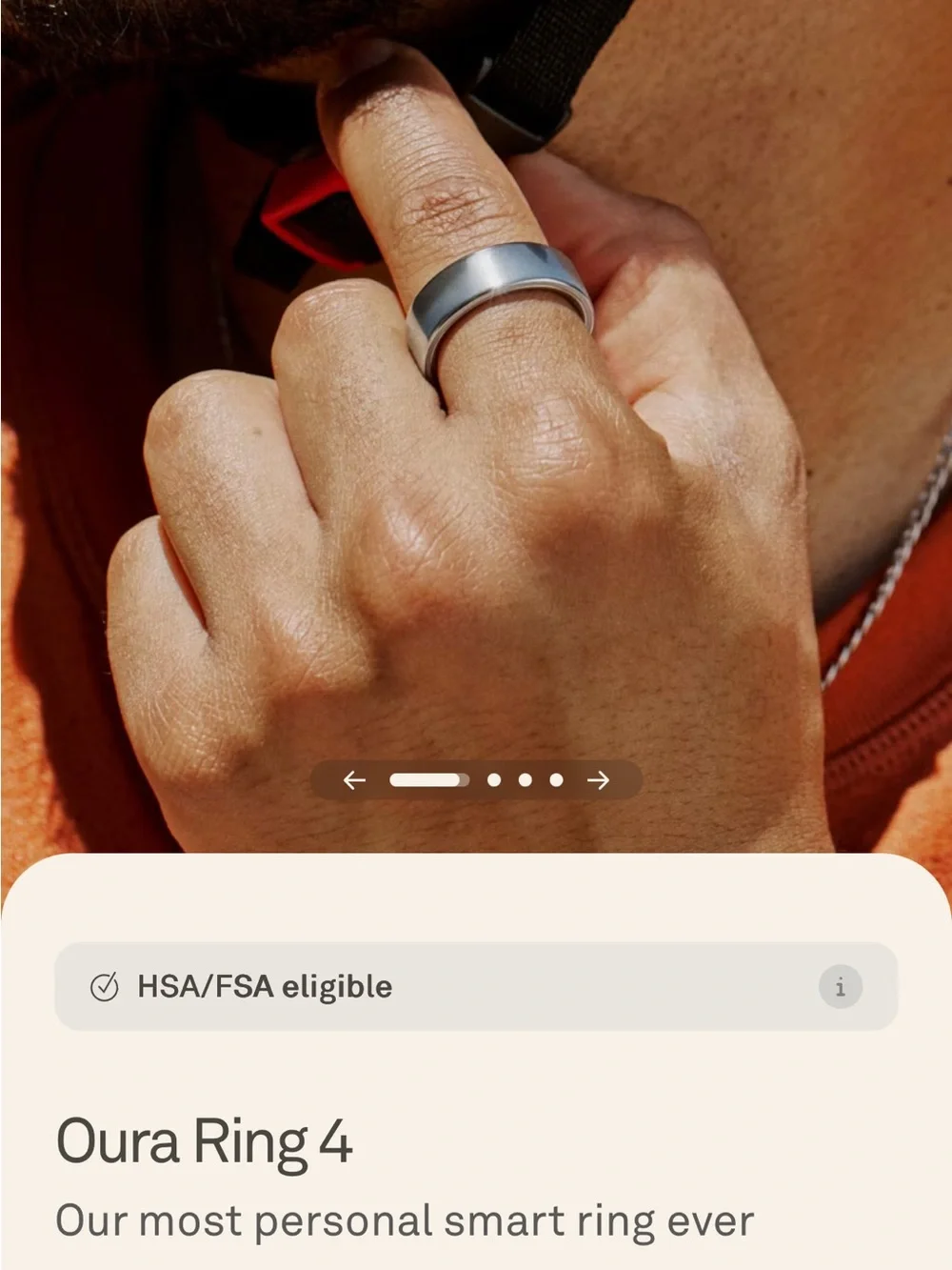 Oura Ring 4 Smart Ring – Silver | Size 8 | Charger Included